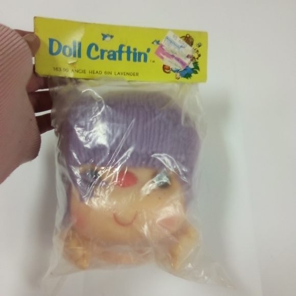 Vintage 5" Angie Doll Head & Hands Purple Hair Doll Making - Picture 2 of 4